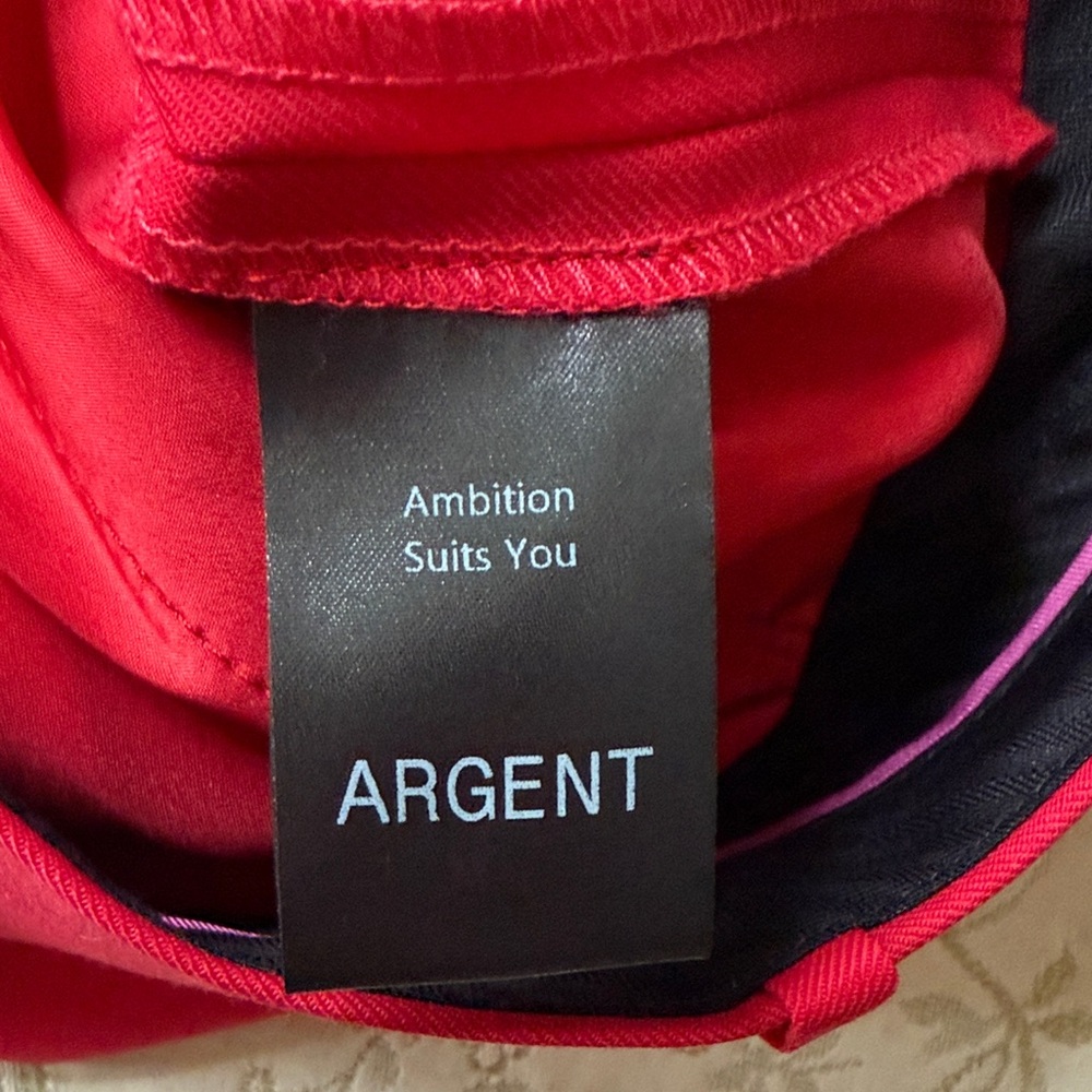 Argent Women's Red Straight Leg Wool Pants Size 8 - Picture 6 of 11